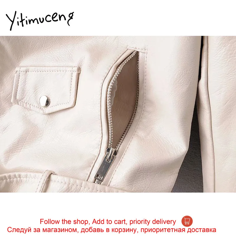 

yitimuceng red leather jacket autumn winter punk female white biker motorcycle jacket women with belt women leather blazer 2020