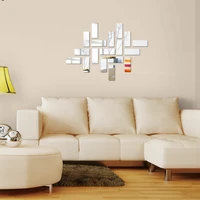 18pcs removable fashion mirror brick wall sticker decal self adhesive home room art decor mirror stickers home decor