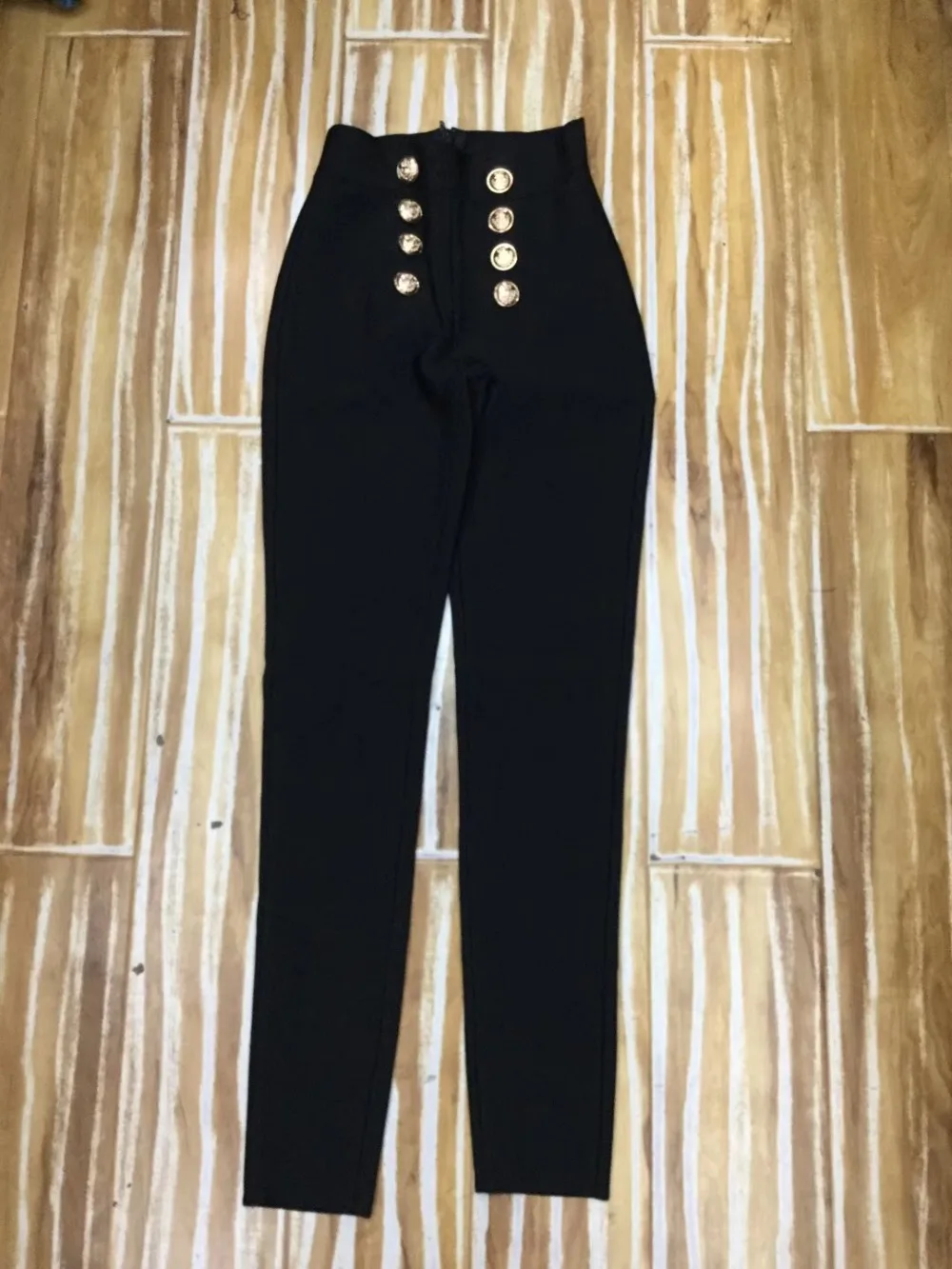 

Sale Women Sexy Fashion Button Black Rayon Bandage Pants 2018 Designer Pencil Pants Leggings