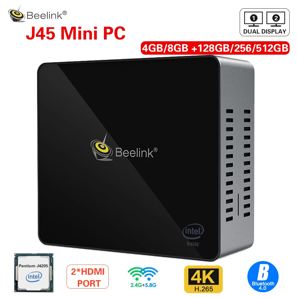 Beelink J45 мини ПК 128/256/512 ГБ J4205 оригинал Windows10 2 4 ГГц + 5 8 Wi Fi BT4.0 поддержка быстрой