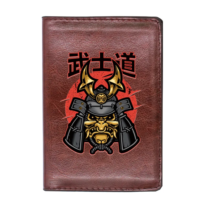 

Японская Обложка для паспорта Bushido для мужчин и женщин, кожаный тонкий держатель для карт, дорожный кошелек, органайзер для документов, чехо...