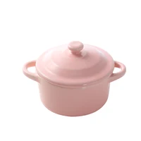 200ML Mini Steamed Egg Cake Baking Ceramic with Lid Baking Cooker Children's Special Dessert Soup Bowl Stew Pot