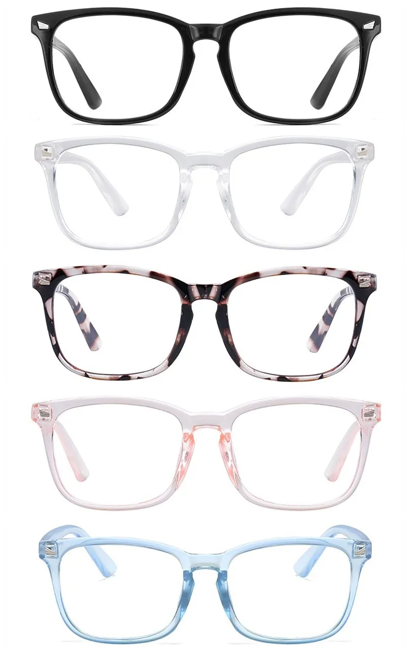 

5 PCS/1lot Blue Light Blocking Glasses Anti Eyestrain Filter UV Square Eyeglasses Frame Computer Gaming Reading For Men Women