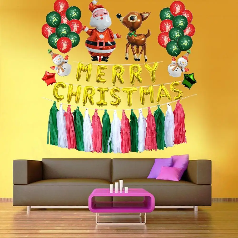 Веселые Рождественские шары набор Санта Клаус декоративные наклейки на стены