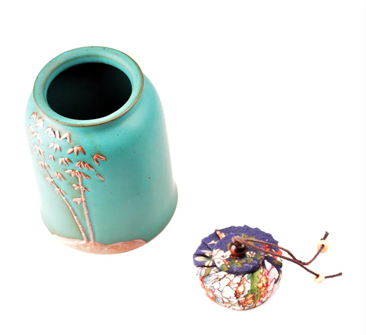 Матовый зеленый глазурованный чайник простой керамический маленький чайный