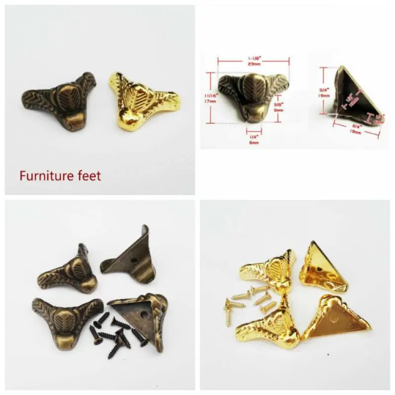 4 шт./компл. Античная Бронза Золото ящик для украшений деревянная мебельная