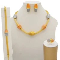 big jewelry sets round long necklace bracelet dubai gold jewelry set for women wedding party bridal earrings ring jewelry