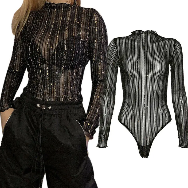 Женское Кружевное боди с высоким воротником и длинным рукавом|Боди| |