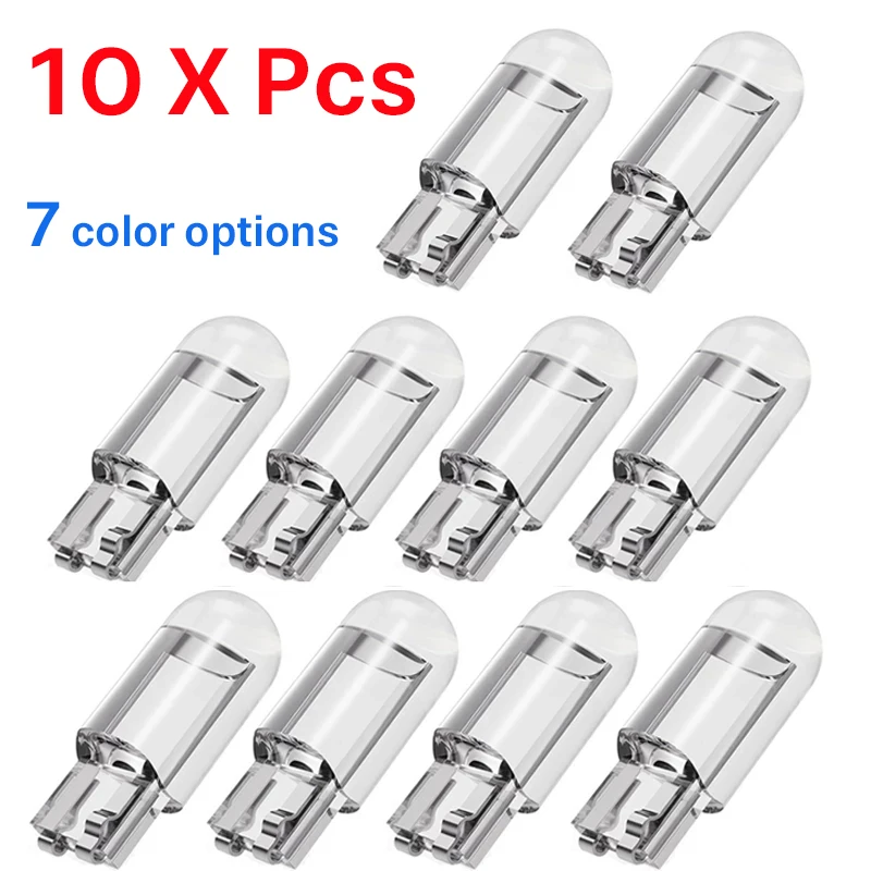 

10x COB Glass W5W Led T10 Newest Car Light 6000K White Auto Automobiles License Plate Lamp Dome Read Trunk DRL Bulb Style 12V 12