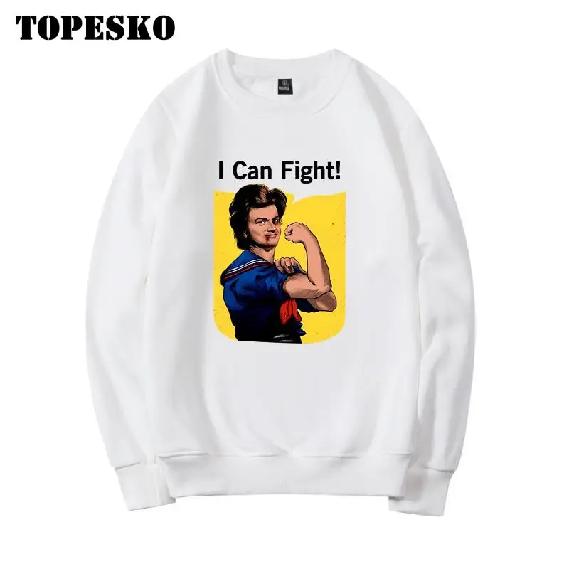 TOPESKO странные вещи Steve толстовки мужские I Can Fight Повседневный объемный пуловер толстовка с длинным рукавом Harajuku XXXL Толстовка