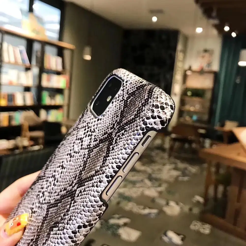 Жесткий чехол из искусственной кожи для iPhone 12 11pro max 6s 7Plus X XS Max XR чехлы змеиной 7 8 Plus