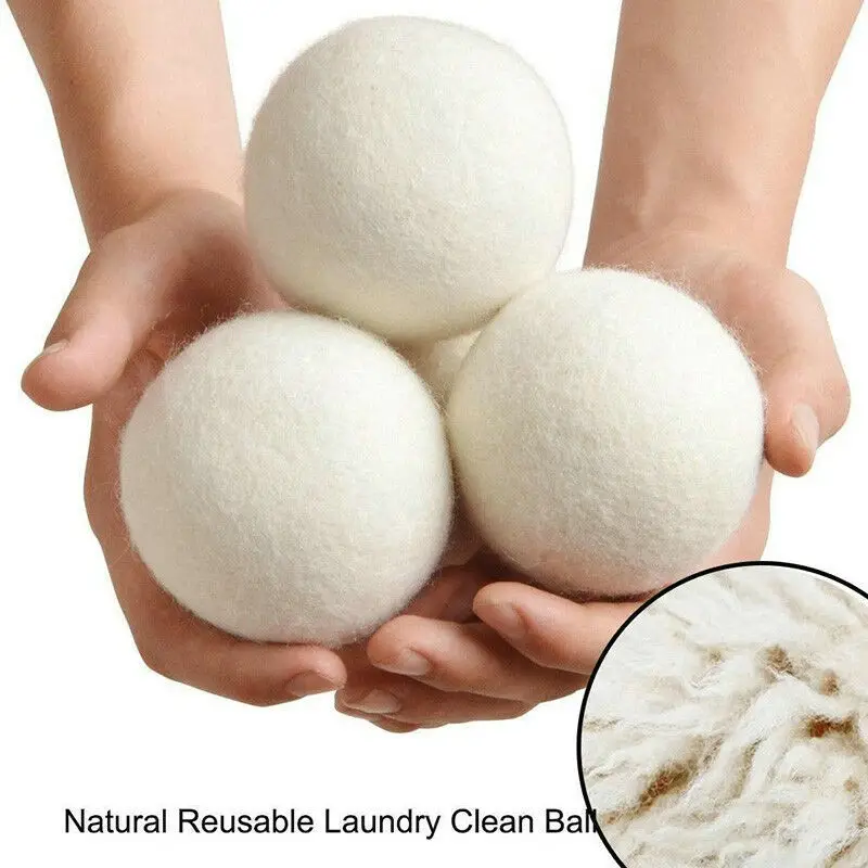 

3 Pcs Wool Dryer Balls Natural Fabric Virgin Reusable Softener Laundry 5/6/8cm Dry Kit Ball Home Washing Balls Wool Dryer Balls