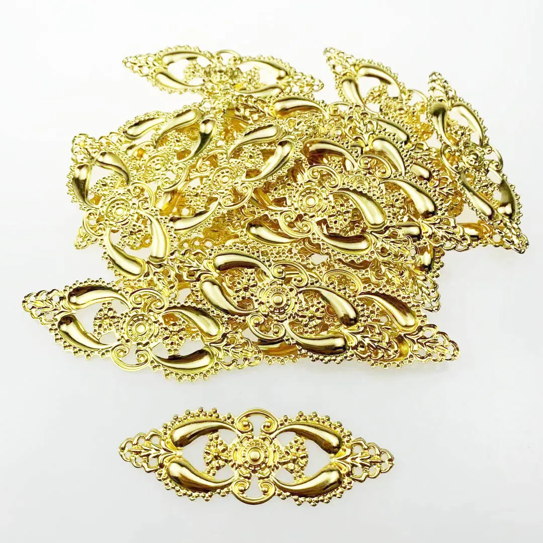 

10pcs/lot 26x80mm Metal Filigree Flowers Slice Charms base Setting Jewelry DIY Components Findings