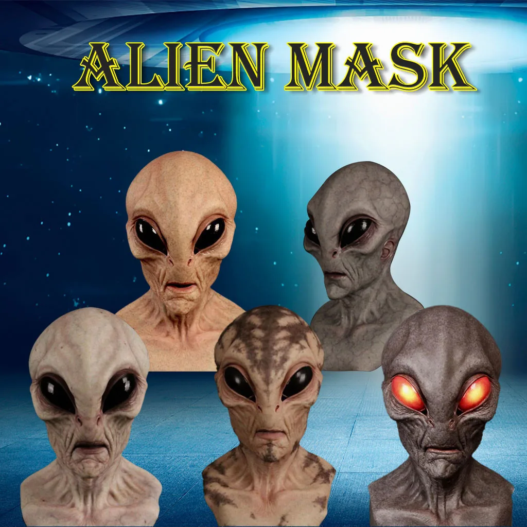 

Halloween Alien Mask Scary Horrible Big Eyes Horror Alien Mask Full Head Latex Mask Magic Mask Monster Mask Mondkapjes Wasbaar