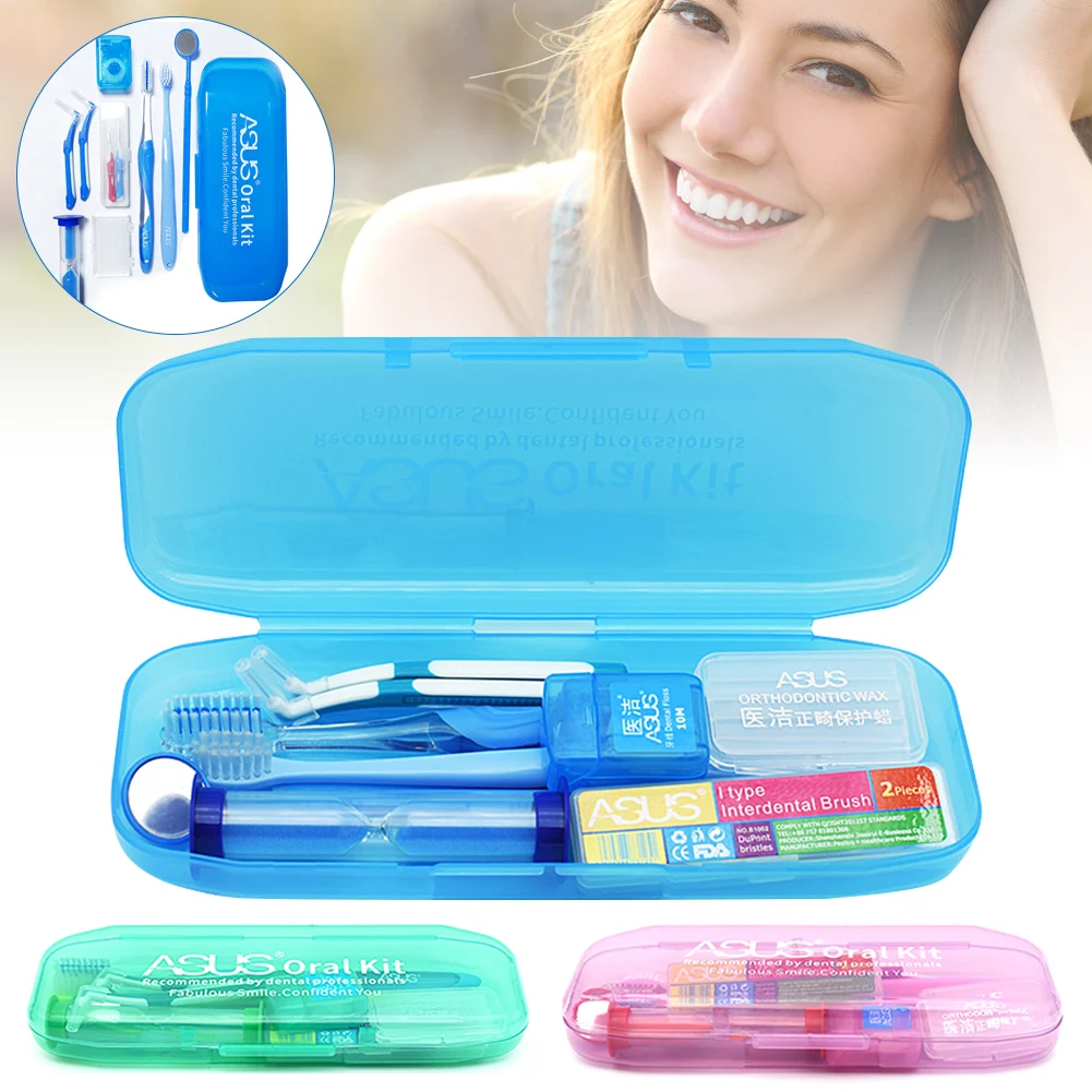 

Teeth Orthodontic Kits Brace Cleaning Kit For Teeth Portable Orthodontic Interdental Toothbrushes Floss Dental Wax With Case