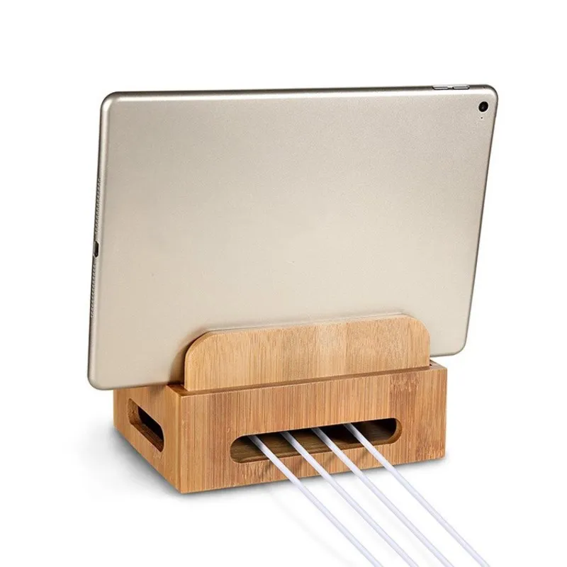 Bambusowa stacja ładująca uchwyt na iPhone stojak na Samsung przewody telefoniczne stacja ładująca doki Organizer na smartfony i tablety ładowarka USB 2 Bambusowa stacja ładująca uchwyt na iPhone stojak na Samsung przewody telefoniczne stacja ładująca doki Organizer na smartfony i tablety ładowarka USB 2