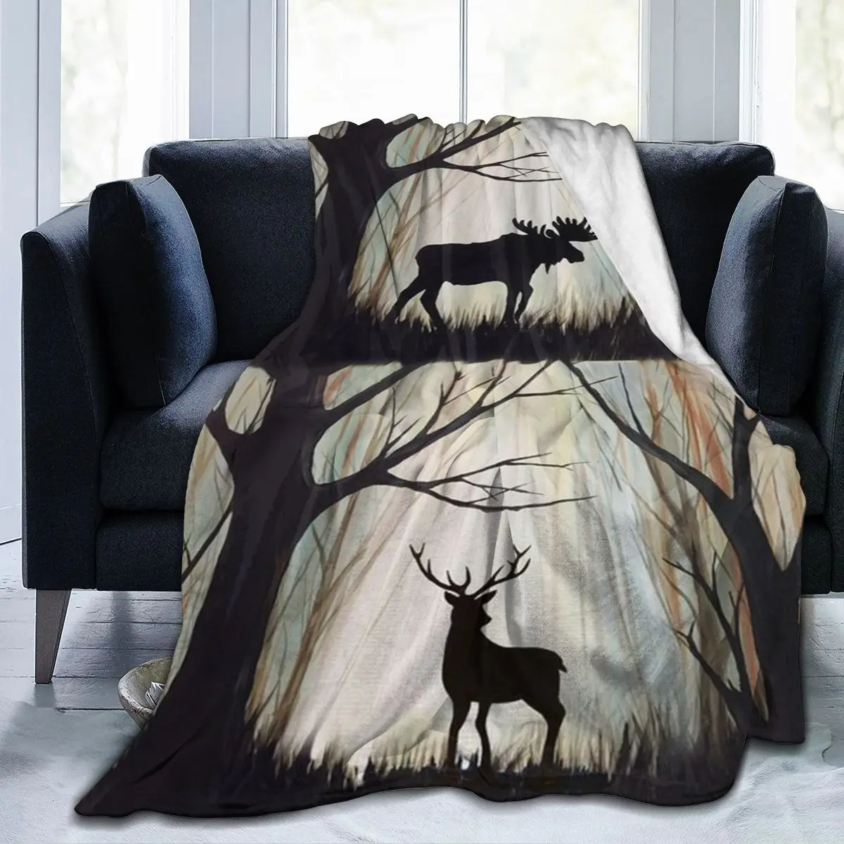 

The Deer Blanket Home Things Printed Air Conditioner Blanket Plush Throw Blanket Fuzzy Soft Blanket Flannel Coral Fleece Fabric
