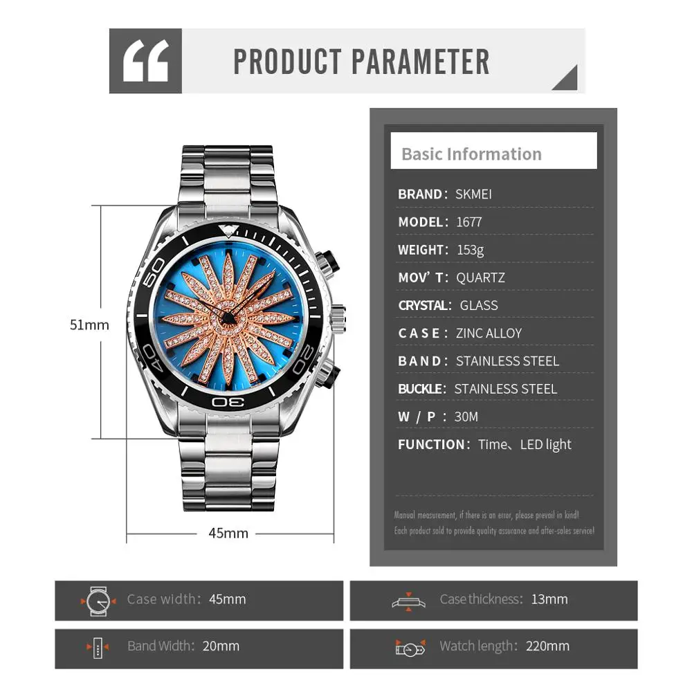 

SKMEI Rotating Dial Creative Quartz Men Women Watch LED Colorful Light Fashion Mens Ladies Wristwatches reloj hombre 1677