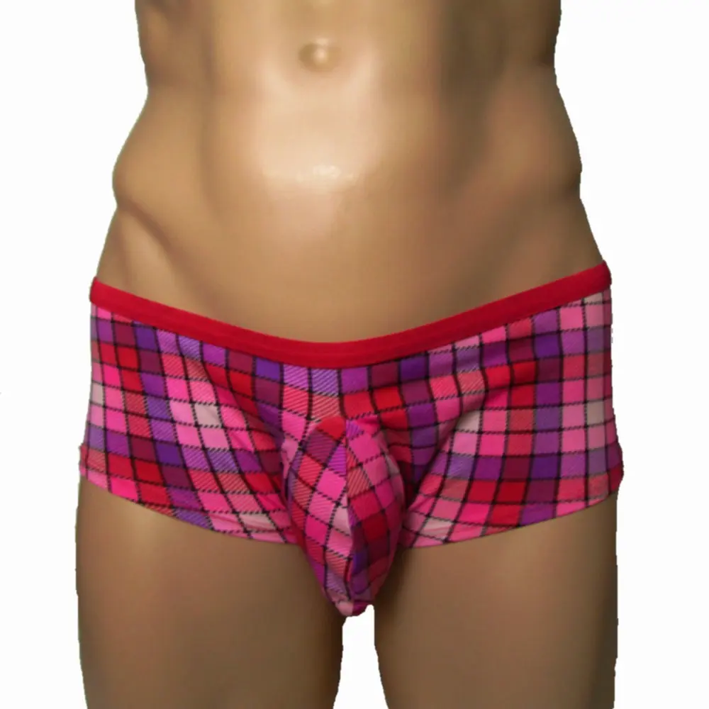 

2XL Candy Cherries Sissy Panties Men Boxers Pink Plaid Underwear Boy Shorts Knickers CuecasTanga Hombre BiquiniComBojo Gay