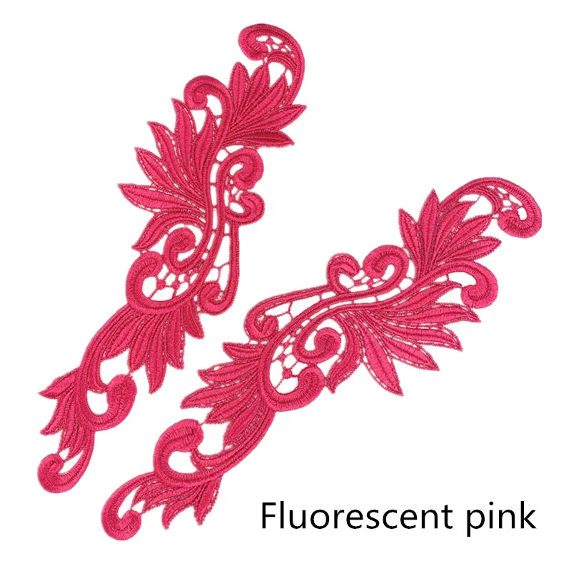 fluorescent pink Zsbszc 5 пар Флуоресцентный цвет цветок кружево аппликация патч Танго костюмы для латинских танцев балетные костюмы платье Декор шитье ремесла DA004 - Цвет: fluorescent pink