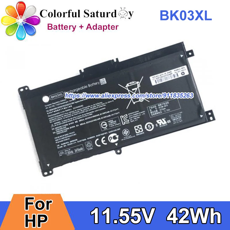 

Аккумулятор BK03XL для ноутбука HP Pavilion X360 Convertible 14-BA1XX 14M-BA1XX 14-BA150SA 4-BA018CA 14-BA151SA 13-U162TU, 11,55 в, 42 Вт/ч