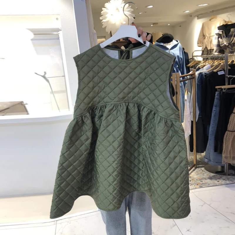 Женский жилет с круглым вырезом без рукавов на шнуровке | Женская одежда