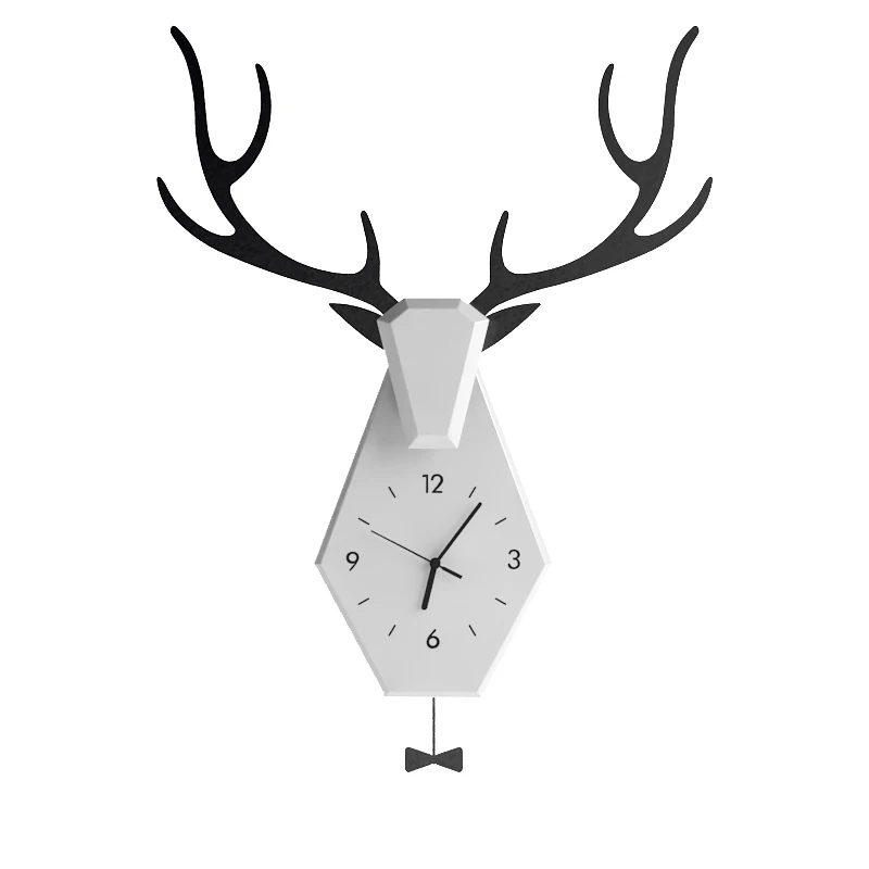 Большие настенные 3d часы современный дизайн настенная подвеска с оленем кованые