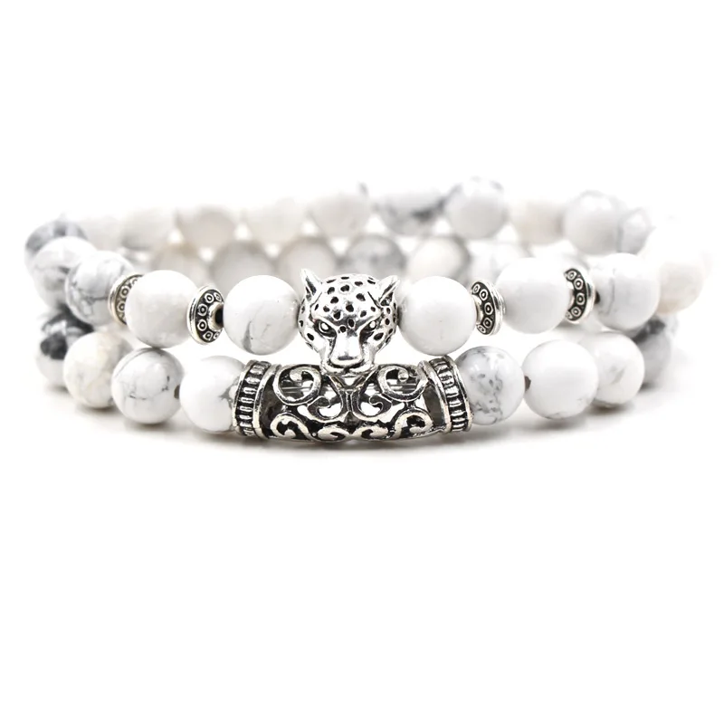 Женский браслет из вулканических камней белый искусственных Винтажный дизайн