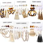 Комплект женских винтажных серег-подвесок IF ME с длинными кисточками и искусственным жемчугом