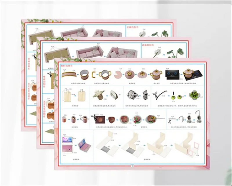 

Pink DIY Doll House With Furniture Children Adult Miniature Wooden DollHouse Construction Model Building Kits Doll House Toy