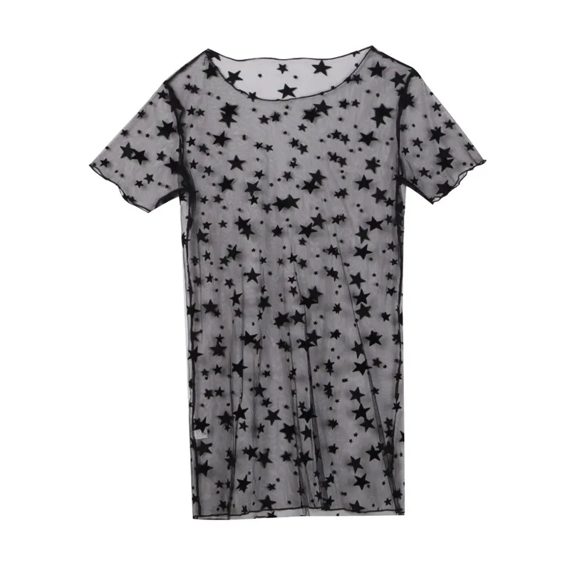 Новая Сексуальная Женская сетчатая прозрачная длинная футболка с коротким