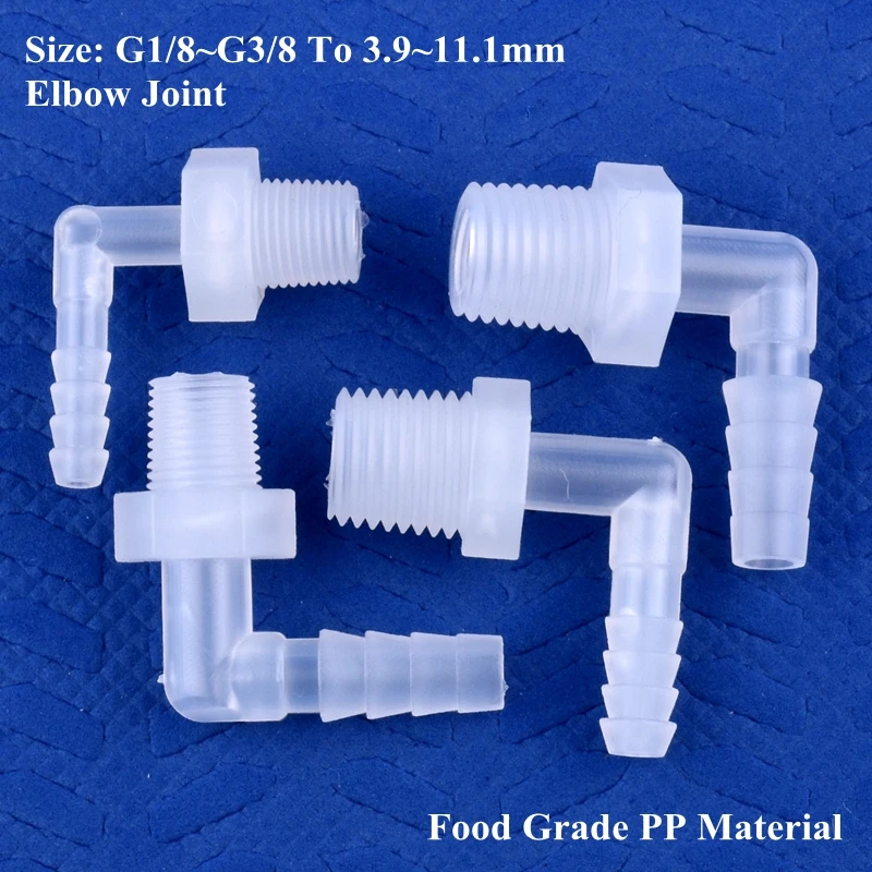 

5~200pcs G1/8~3/8 To 3.9-11.1mm Food Grade Plastic Pagoda Elbow Connector Aquarium Tank Water Pump Irrigation Water Hose Joints