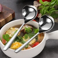 1pc soup rice spoon large size long handle stainless steel round kids ice cream dessert home flatware kitchen dinner cutlery