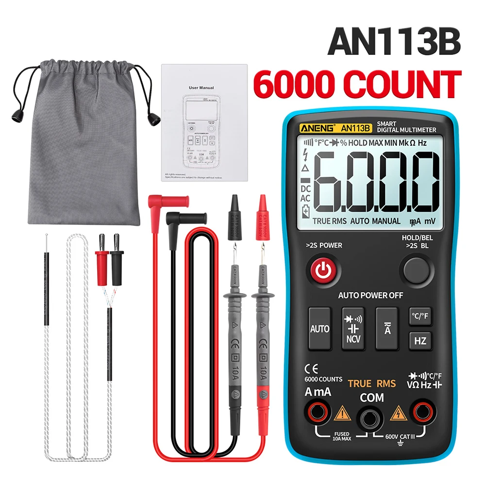 

Multifunctional Voltage Current Professional Tester Digital Multimeter High Accuracy Smart Back Light Auto Range Measuring Tools