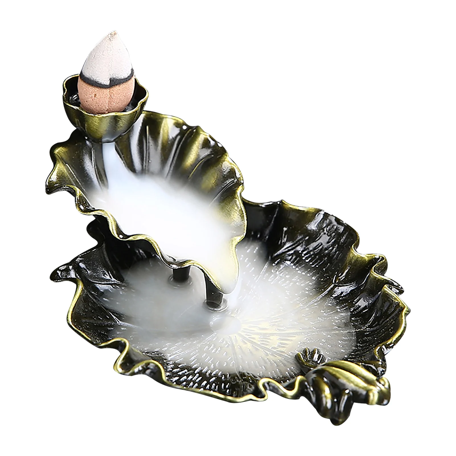 

Waterfall Back Flow Incense Burner 100pcs Aromatherapy Natural Agarwood Reflux Aroma Home Decoration Alloy Lotus Incense Burner