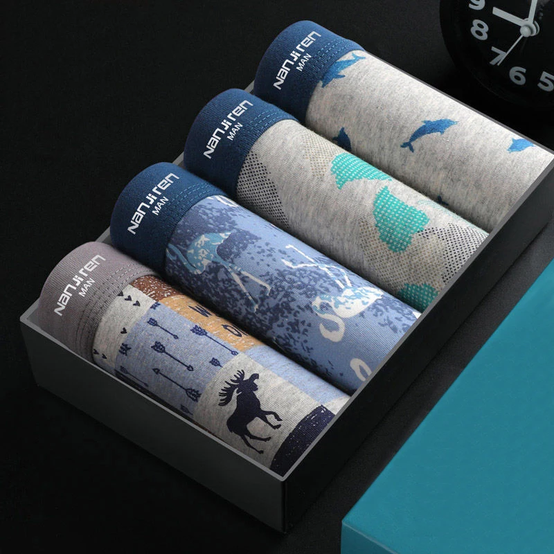 4pcs/ot Mens Boxers Underwear Cotton Boxer Underpants Homme Boxershorts Cazoncios Hombre Jockstrap Panties for Man U Convex