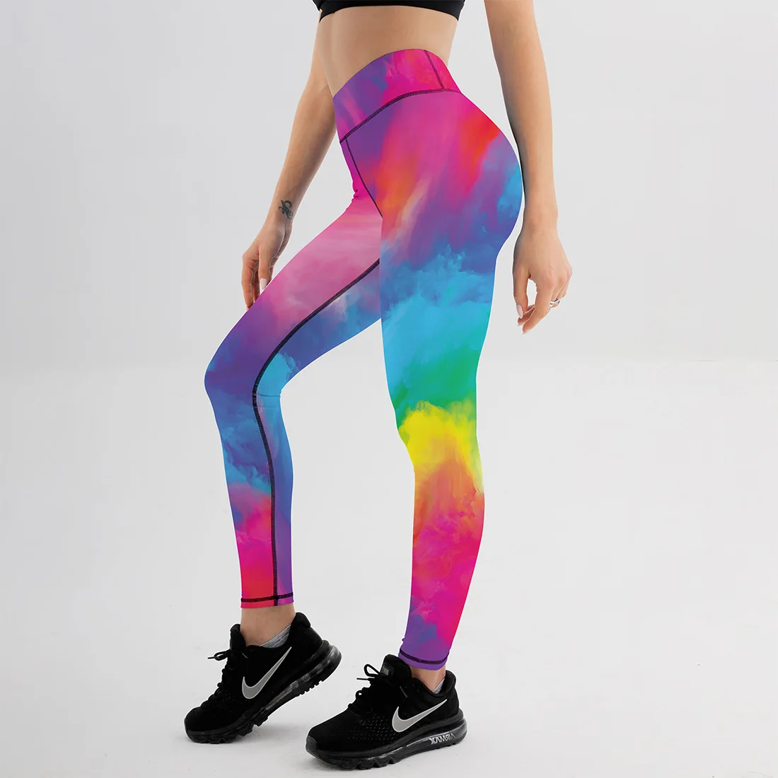 

Новинка 2021, цветные спортивные Леггинсы с завязкой, пикантные облегающие брюки с высокой талией и эффектом пуш-ап, эластичные женские легги...