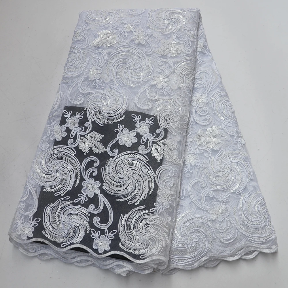 

Свадебное нигерийское Свадебное кружево высокого качества 5 ярдов вышитая швейцарская вуаль шнур тюль сетка блестки кружево для женщин