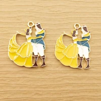 10pcs 21x28mm enamel prince princess charm for jewelry making earring pendant necklace bracelet accessories diy craft supplies