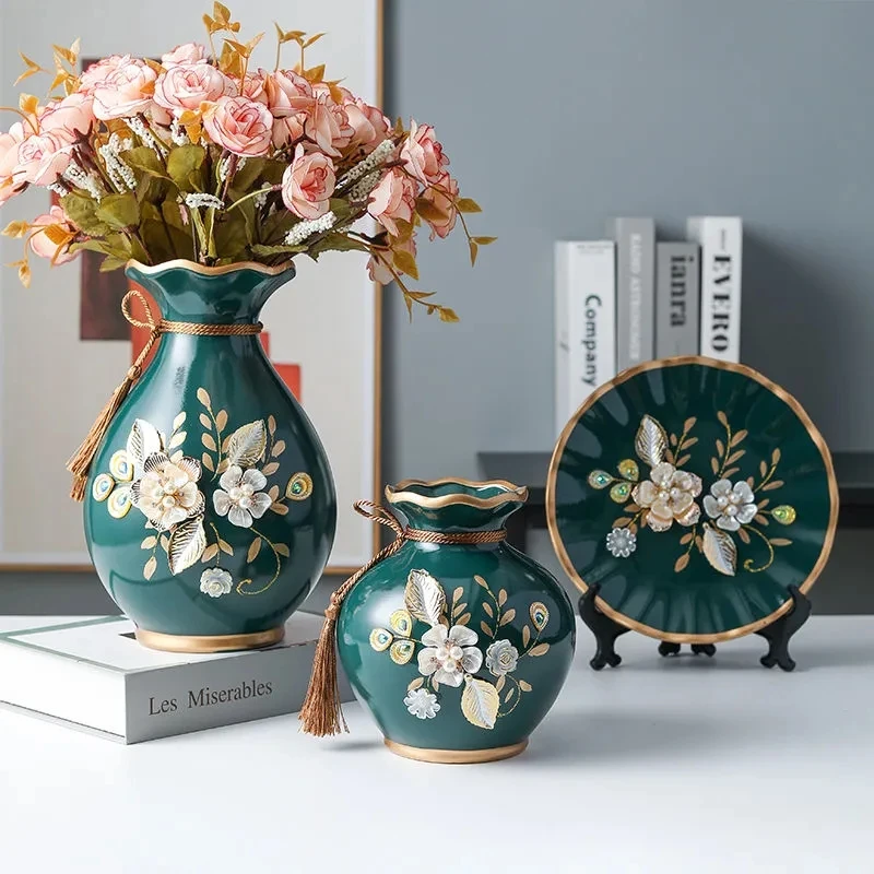 3Pcs/Set Ceramic Vase Vintage Chinese Style Animal Vase Fine Smooth Surface Home Decoration Furnishing Articles
