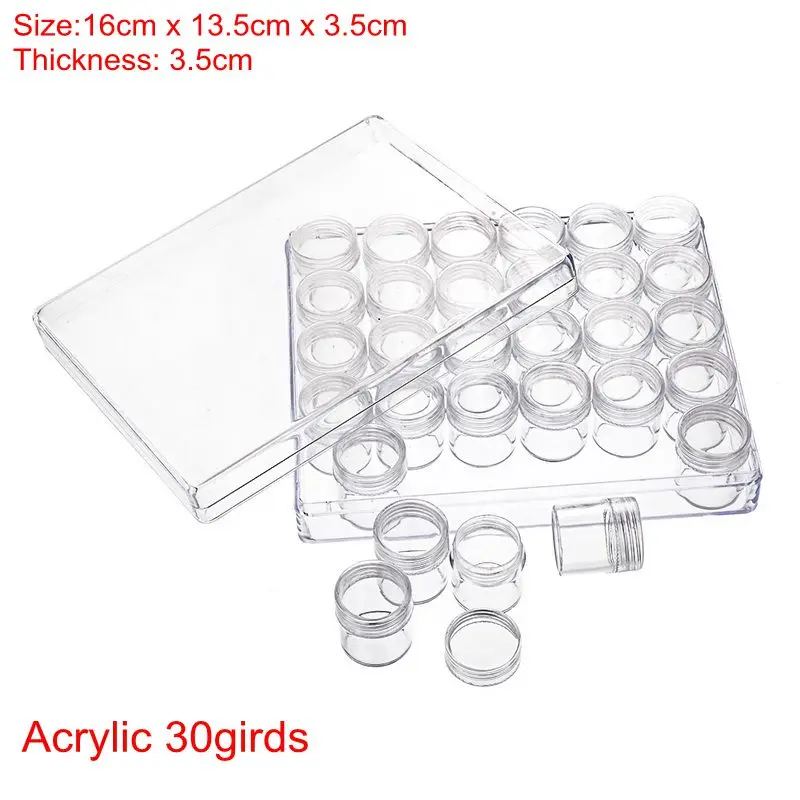 30 grids Acrylic IVYSHION 28 слотов хранение для принадлежностей для дизайна ногтей коробка Органайзер держатель Стразы шарик кольцо серьги пластиковые ювелирные изделия дисплей таблетки чехол для женщин - Цвет: 30 grids Acrylic