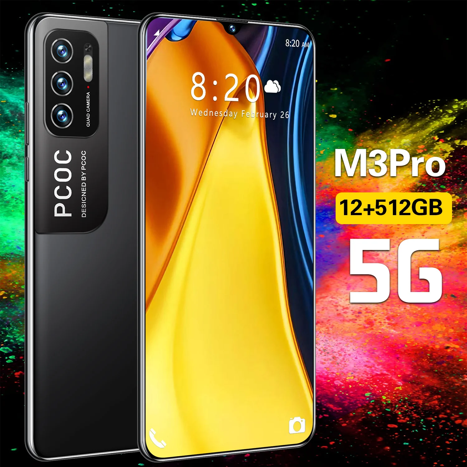 

In Stock M3 Pro Global Version Android 10 Smartphone MTK 6889 64GB 128GB 6.72" HD+16MP Multi-language 6800mAh Cellphone