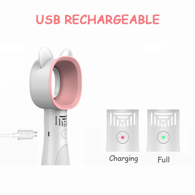 Mini Bladeless Fan Cute Cat Hand held USB Rechargeable Fans 2000mAh Mute Without Vane for Home Outdoor Ventilador Cooler 8H |