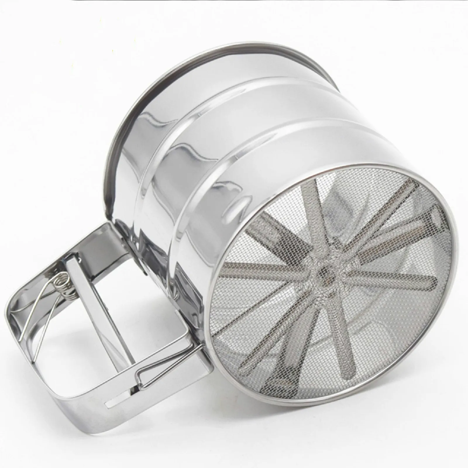 

Stainless Steel Flour Screen Semi-automatic Hand-held Powder Screening Tool Baking Pastry Tools For Cakes Kitchen Dining Bar