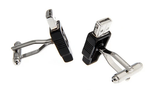 Мужские Запонки с USB запонки черного цвета из качественной латуни