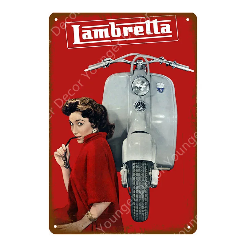 YD7490F Модники, металлические оловянные знаки, итальянские скутеры Lambretta Vespa, винтажная настенная табличка, гаражный магазин, Декор для дома, комнаты, плакат для мотоцикла - Цвет: YD7490F