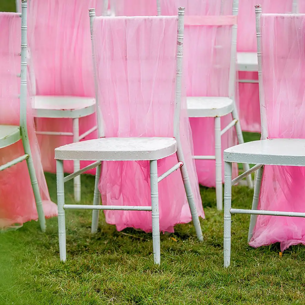 Тюлевое покрытие для стула однотонная Пышная юбка пачка с лентой свадебного душа