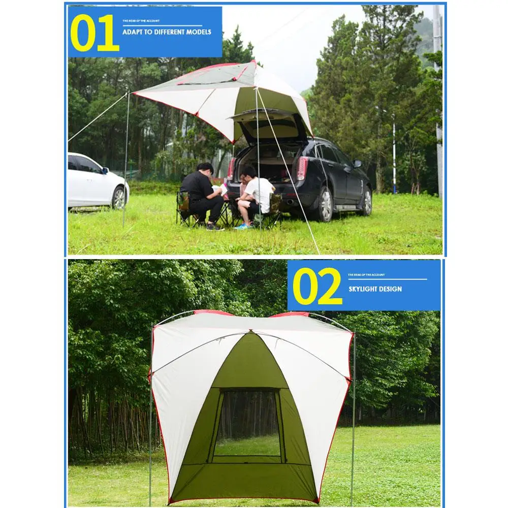 Durable Self-Driving Travelling Bedding Dinner Family Picnic Sunshade Hiking 2 Colors Fiberglass Rod Car Tent Camping |