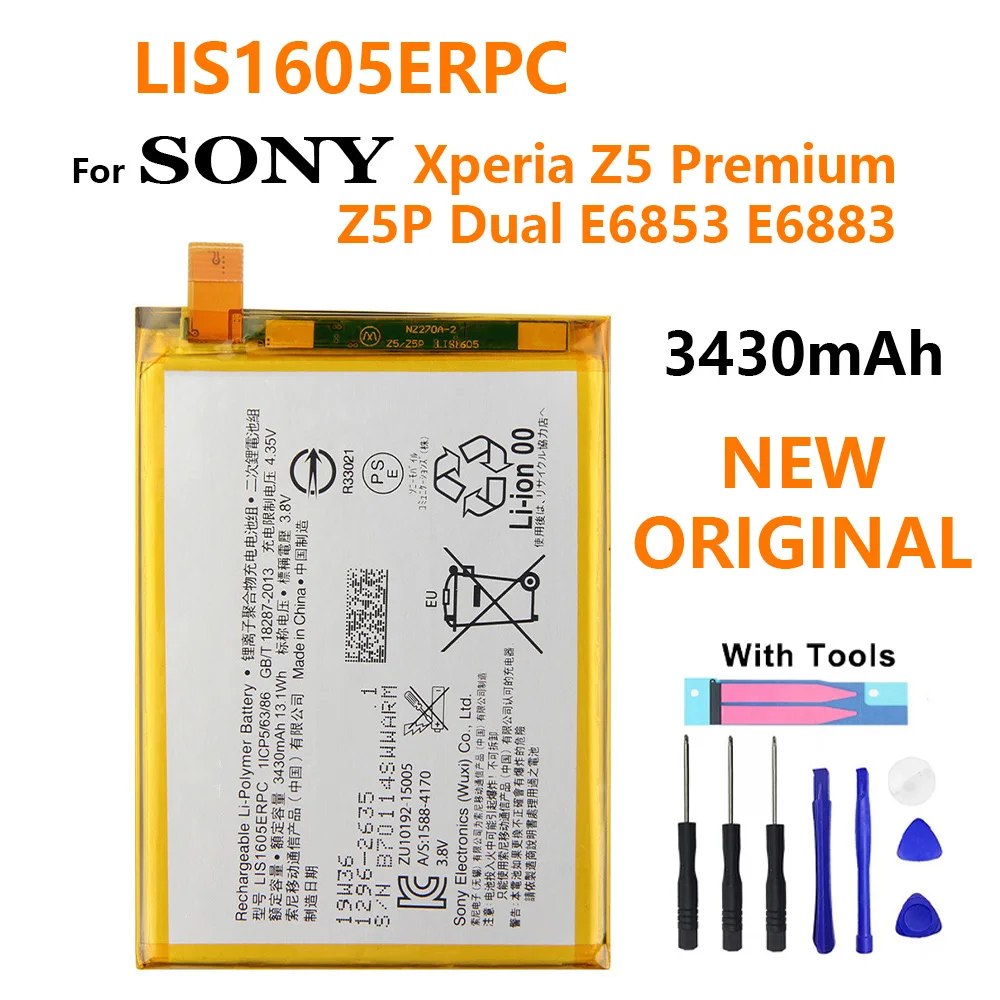 Сменный аккумулятор LIS1605ERPC для SONY Xperia Z5 Premium Z5P Dual E6853 E6883 E6833 оригинальный 3430 мАч с