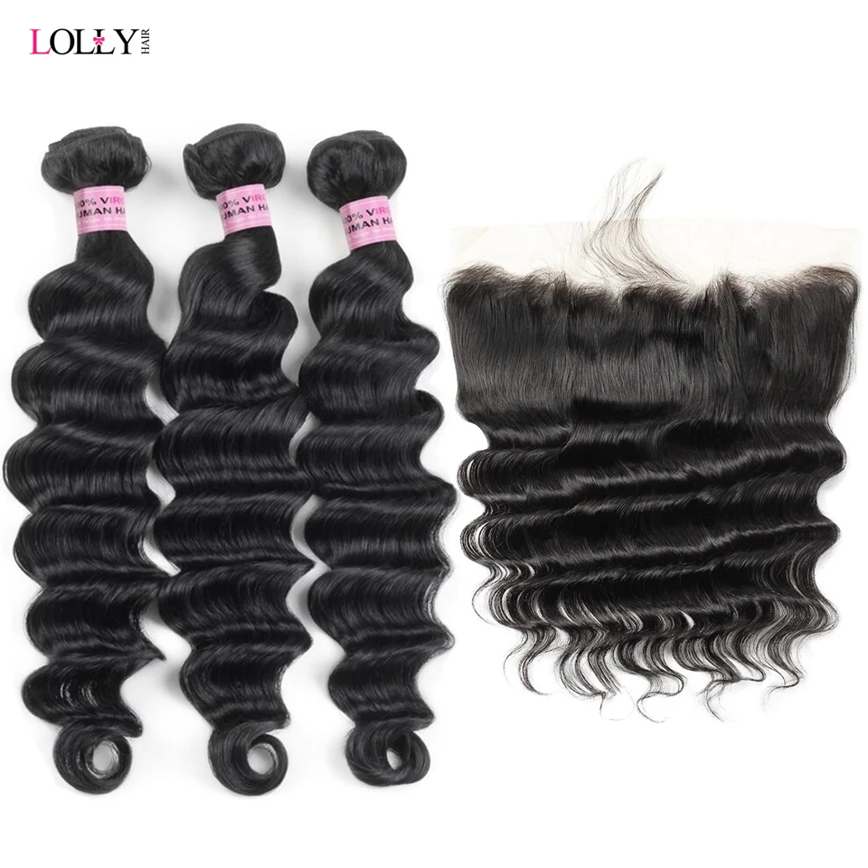 Свободные Пряди глубоких волн с фронтальной перуанской прядью человеческие